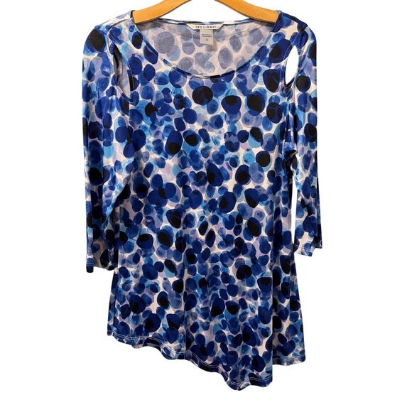 Nygard Blouse Sz S Blue Asymmetrical Hem Tunic Top 3/4 Sleeves Blouse - Picture 8 of 12